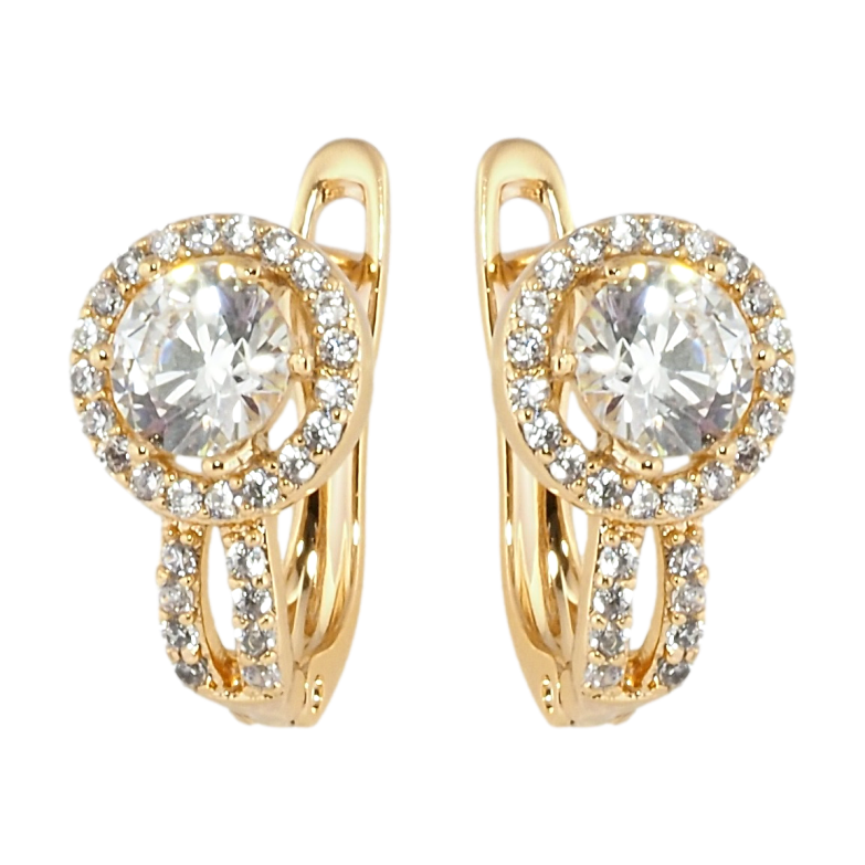 Серьги Xuping Позолота 18K английский замок Кристальный блеск фото №1