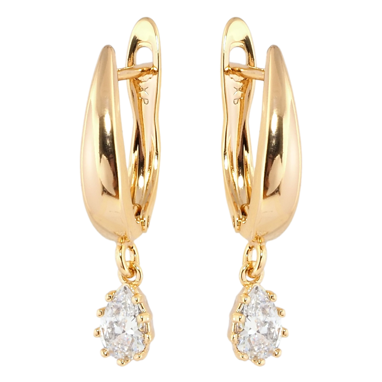 Сережки Xuping Позолота 18K англійський замок Підвіски кристальні крапельки фото №3