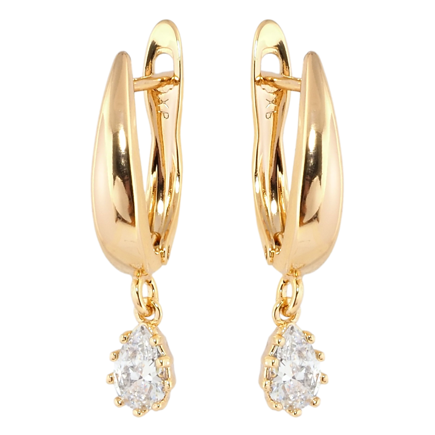 Сережки Xuping Позолота 18K англійський замок Підвіски кристальні крапельки фото №1