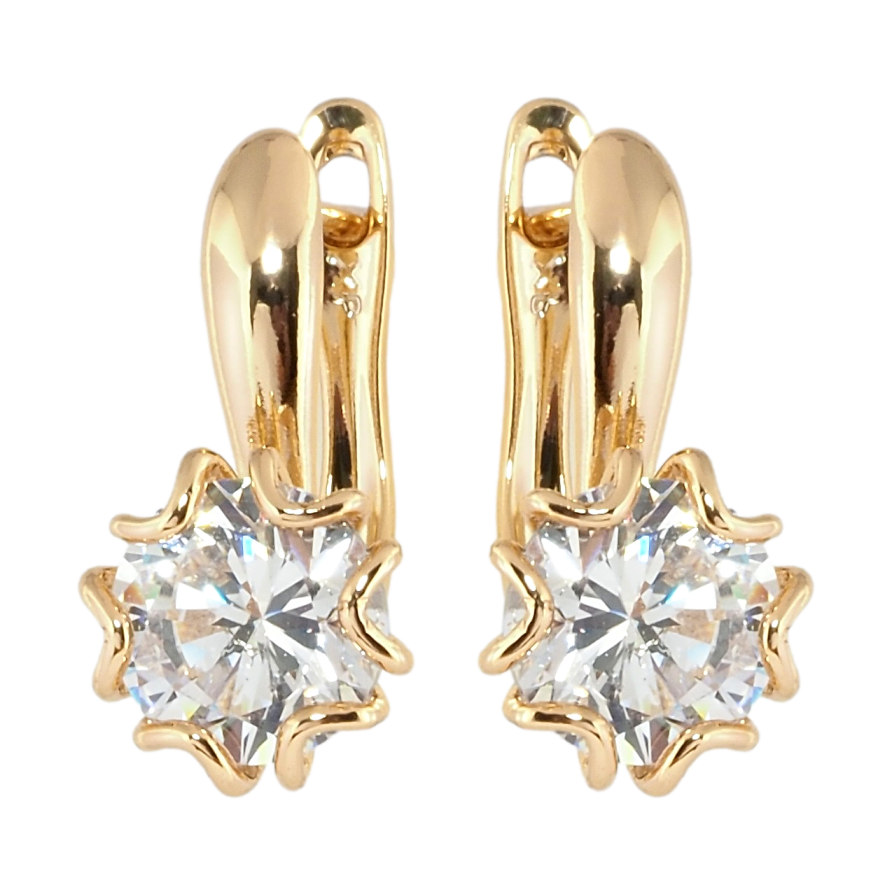 Сережки Xuping Позолота 18K англійський замок Фіаніти фото №1