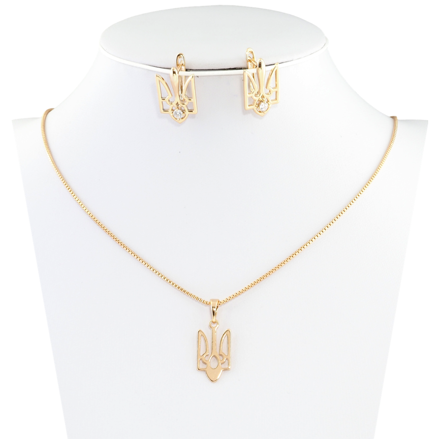 Набор Xuping цвет 18K Серьги Кулон на цепочке 159195 Герб Украины длина 50см х 1мм фото №1