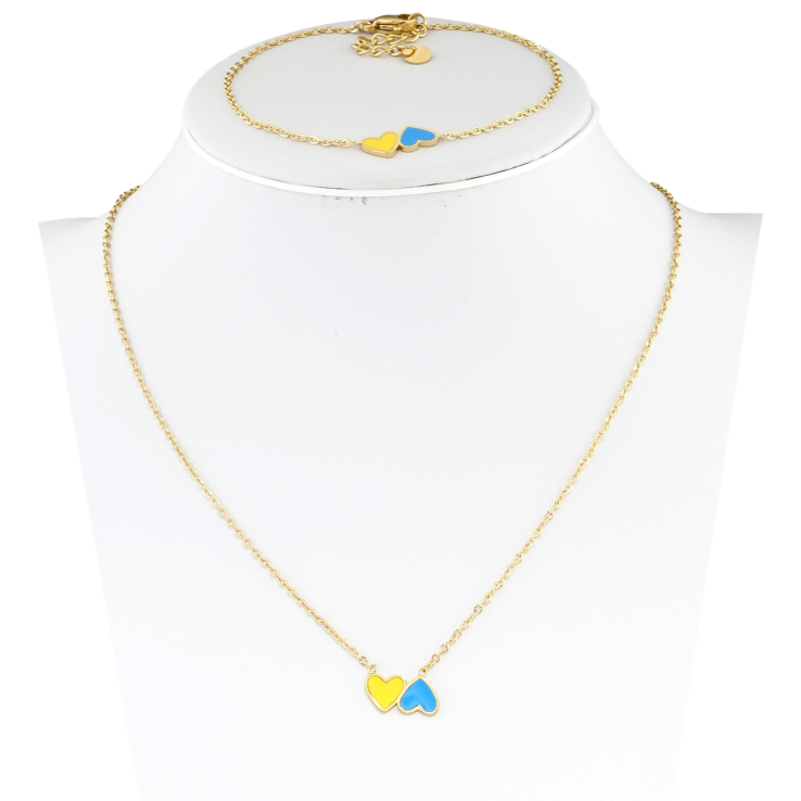 Набір Xuping TTM Stainless Steel колір 14К Браслет Підвіска на ланцюжку Сердечки дл. 37-42см, Бр. 17.5-20см х 1мм фото №12 Набір Xuping TTM Stainless Steel колір 14К Браслет Підвіска на ланцюжку Сердечки дл. 37-42см, Бр. 17.5-20см х 1мм фото №12