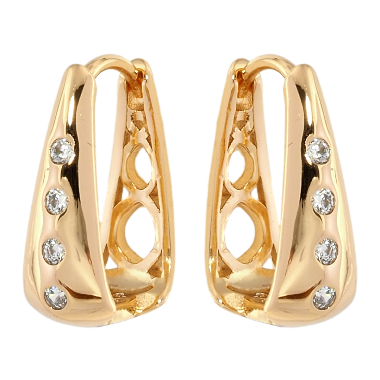 Серьги Xuping Позолота 18K колечки Вставки циркония фото №1