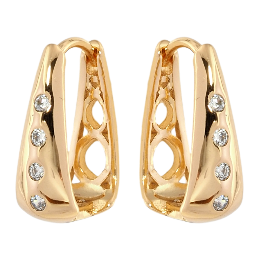 Серьги Xuping Позолота 18K колечки Вставки циркония фото №1