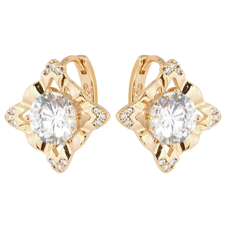 Серьги Xuping Позолота 18K колечки Ромбы с фианитами фото №1