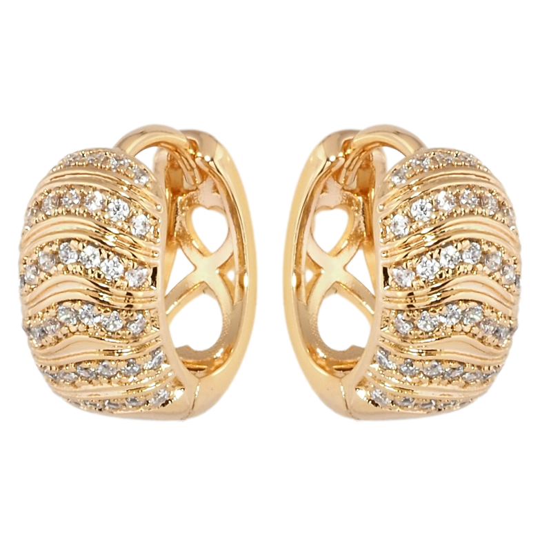 Серьги Xuping Позолота 18K колечки Инкрустация цирконием фото №1