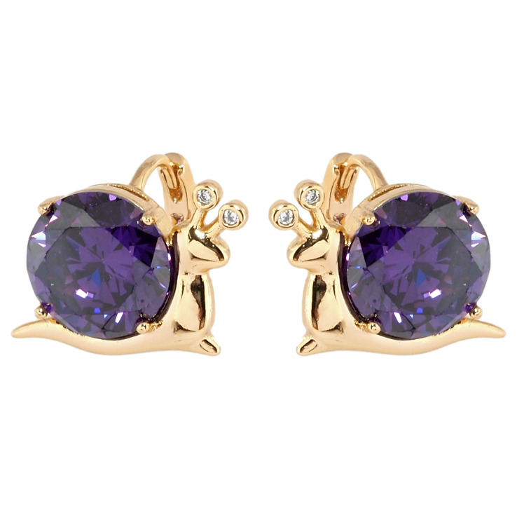 Серьги Xuping Позолота 18K колечки Улитки с сиреневыми фианитами фото №15