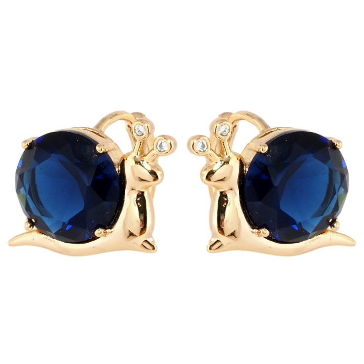 Серьги Xuping Позолота 18K колечки Улитки с синими фианитами фото №16