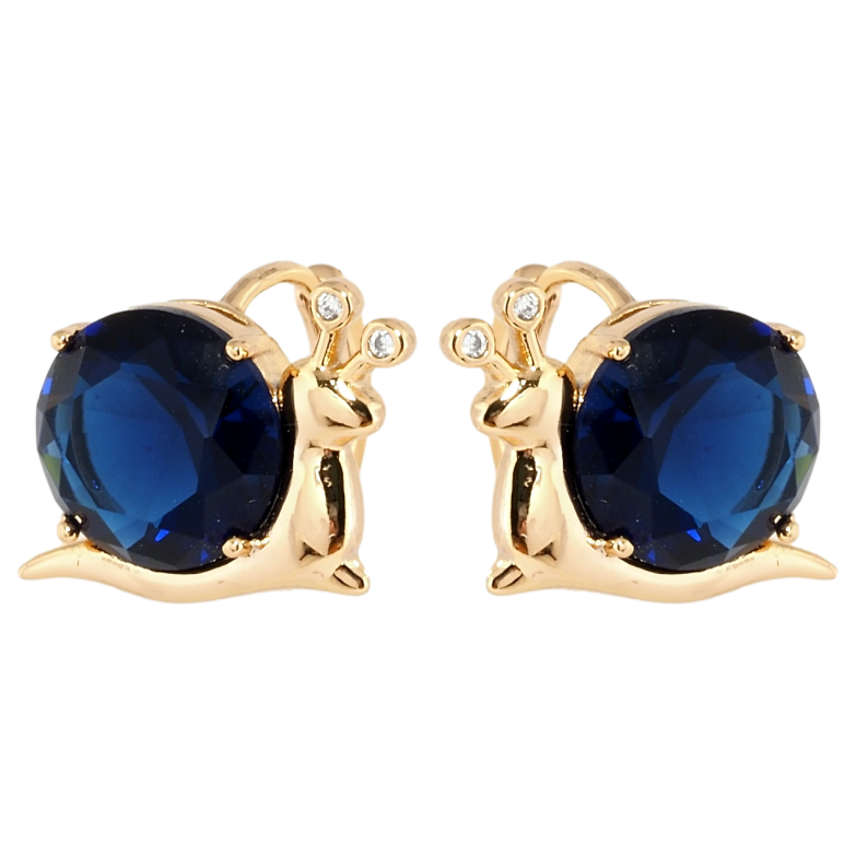 Сережки Xuping Позолота 18K колечка Равлики з синіми фіанітами фото №2