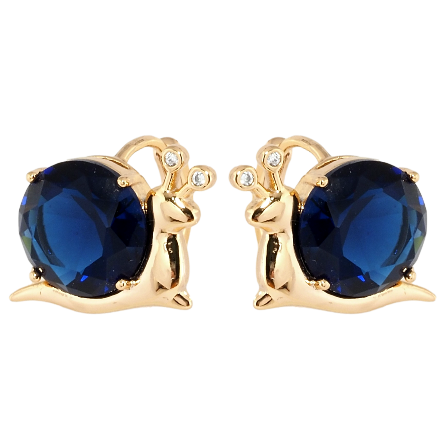 Серьги Xuping Позолота 18K колечки Улитки с синими фианитами фото №1