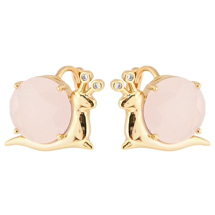 Серьги Xuping Позолота 18K колечки Улитки с розовыми фианитами фото №1