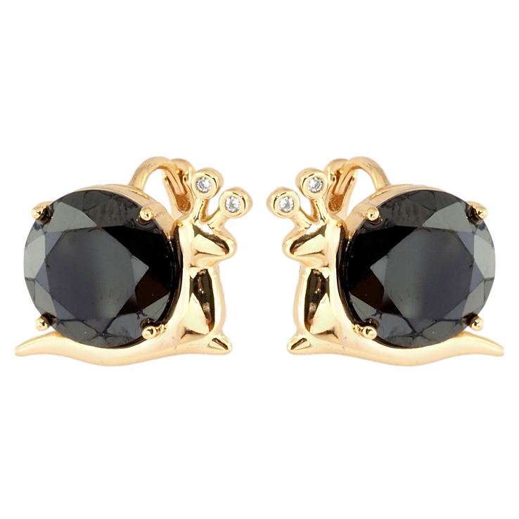 Серьги Xuping Позолота 18K колечки Улитки с черными фианитами фото №14