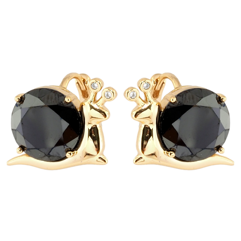 Серьги Xuping Позолота 18K колечки Улитки с черными фианитами фото №1