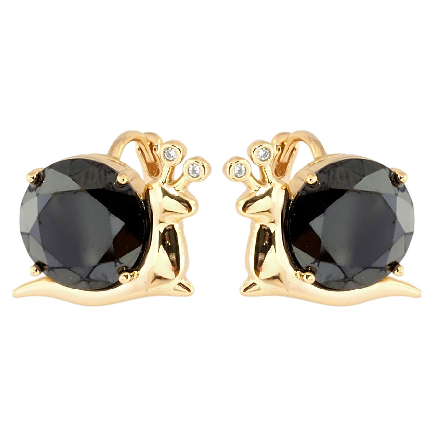 Серьги Xuping Позолота 18K колечки Улитки с черными фианитами фото №1