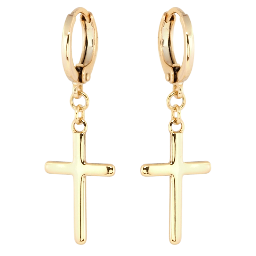 Сережки Xuping Позолота 18K підвіски на колечках Хрестики фото №1