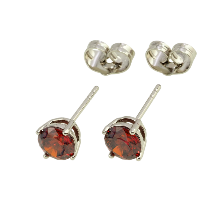 Серьги Xuping Родий пусеты Красные фианиты в 4-х крапановой оправе ø 6мм фото №25