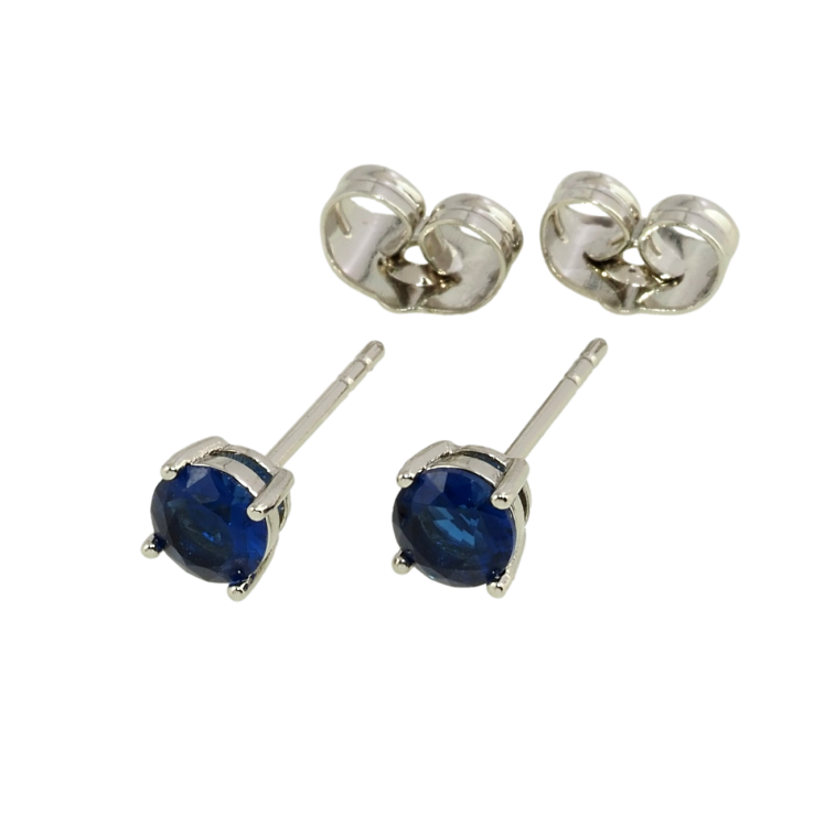 Сережки Xuping Родій пусети Сині фіаніти в 4-х крапановій оправі ø 5мм фото №17