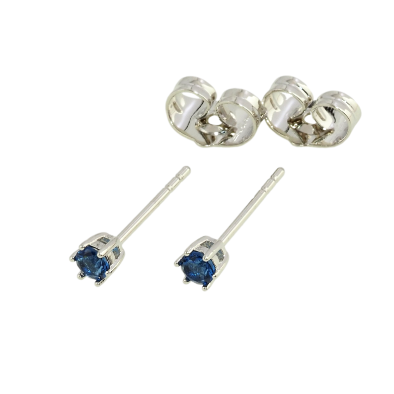 Сережки Xuping Родій пусети Сині фіаніти в 6-ти крапановій оправі ø 3мм фото №1