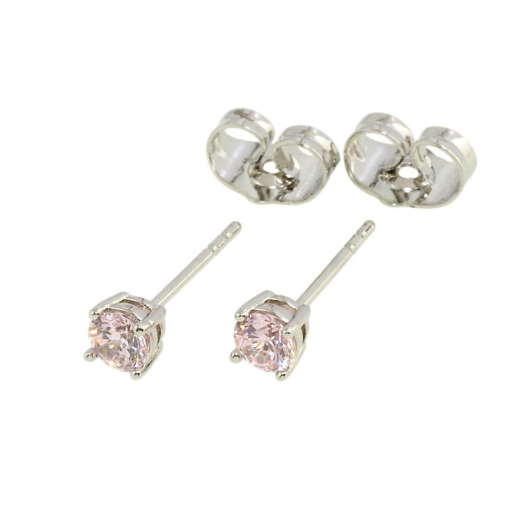 Сережки Xuping Родій пусети Рожеві фіаніти в 4-х крапановій оправі ø 4мм фото №22