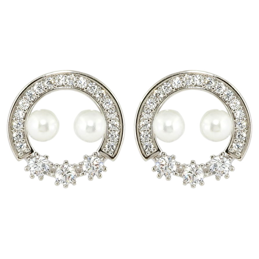 Сережки Xuping Родій пусети Кільця цирконію з перлинами фото №1