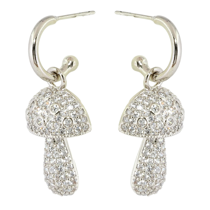 Сережки Xuping Родій пусети Грибочки інкрустація цирконієм 2 в 1 фото №24