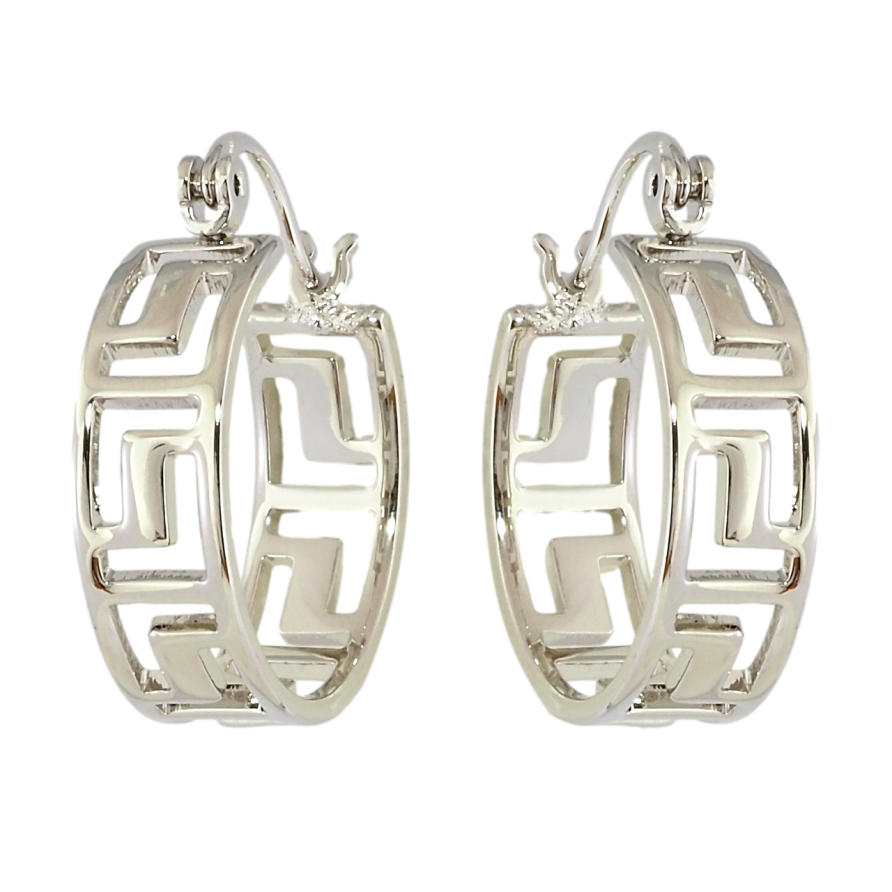 Серьги Xuping Родий замок-булавка Греческий орнамент ø 2см фото №1