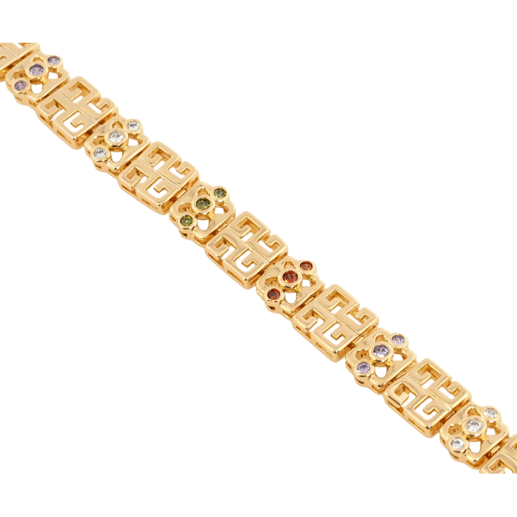 Браслет Xuping Позолота 18K Декоративный узор с цветным цирконием длина с доп.замком 17.5,19.5см х 7мм фото №25