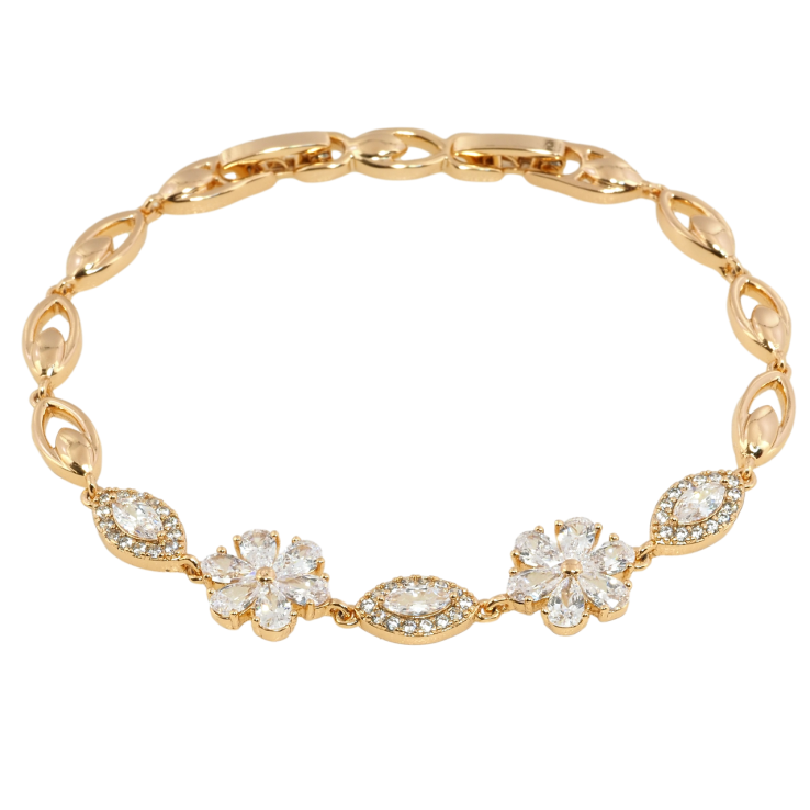 Браслет Xuping Позолота 18K Кристальные цветочки длина с доп.замком 17,19см х 5мм фото №3