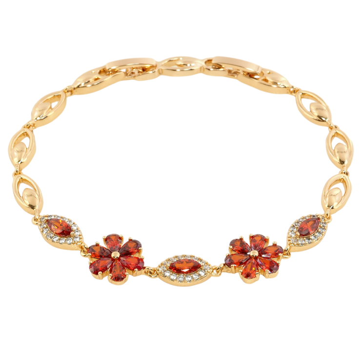 Браслет Xuping Позолота 18K Кристальные цветочки длина с доп.замком 17,19см х 5мм фото №4