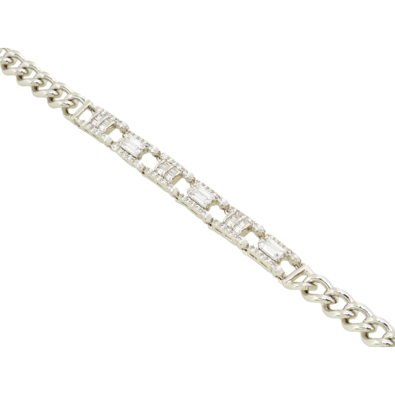 Браслет Xuping Родий Цепочка с декоративной вставкой размер с доп. замком 17,19см х 6мм фото №1