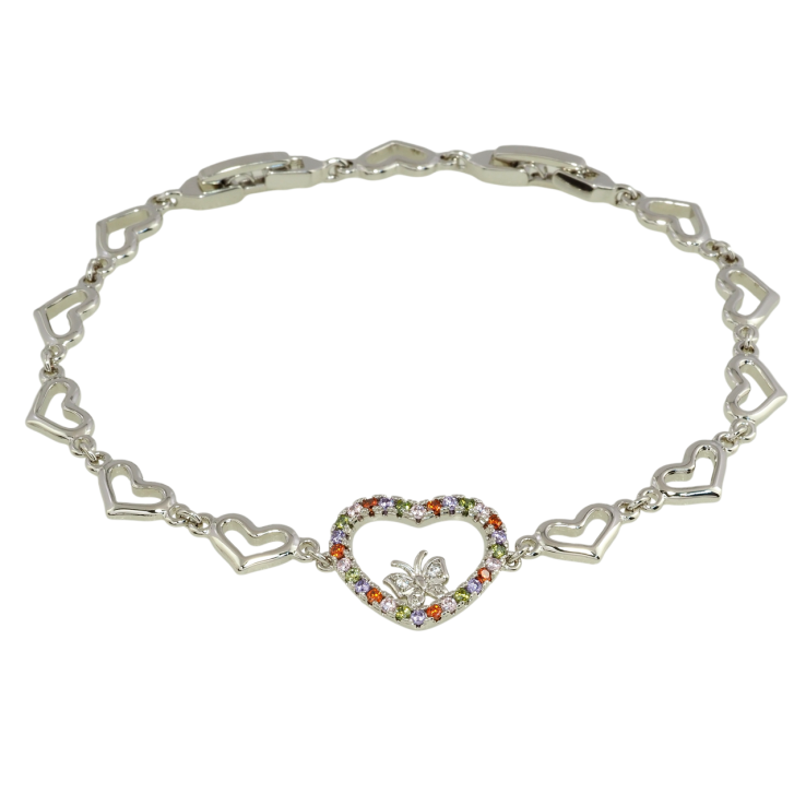 Браслет Xuping Родій Серця з кольоровим цирконієм довжина з дод. замком 18,21см х 7мм фото №14