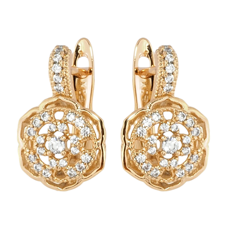 Сережки Xuping Позолота 18K англійський замок Квіти інкрустація цирконієм фото №21