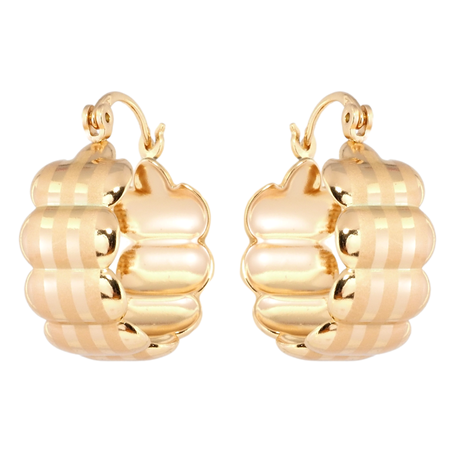 Сережки Xuping Позолота 18K замок-шпилька Хвилясті з напиленням вертикальні смужки ø 2см фото №1