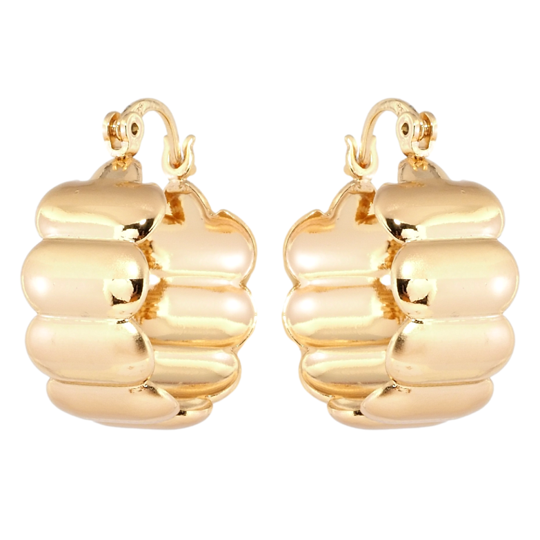 Серьги Xuping Позолота 18K замок-булавка Волнистые с комбинированным напылением ø 2см фото №1