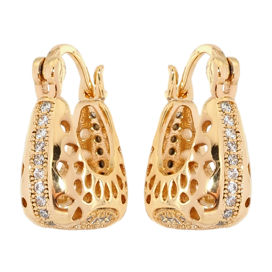 Серьги Xuping Позолота 18K замок-булавка Декоративные корзинки с дорожками циркония и вырезами фото №1