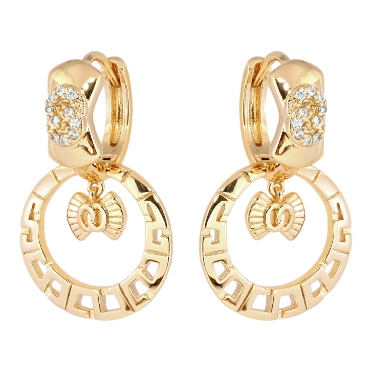 Серьги Xuping Позолота 18K Резные круги с бабочками фото №2 Серьги Xuping Позолота 18K Резные круги с бабочками фото №2