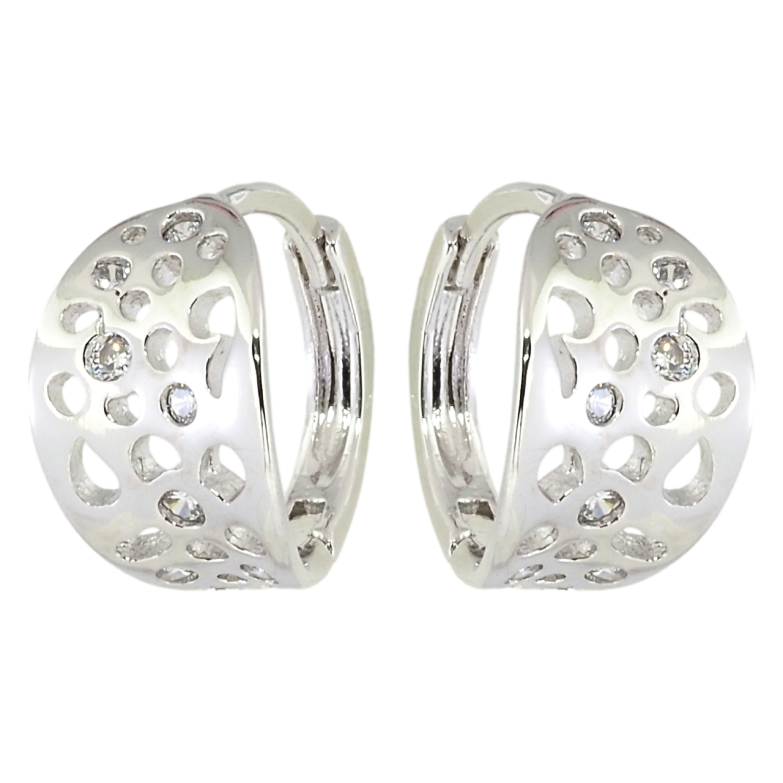 Серьги Xuping Родий колечки Фигурные вырезы с вставками циркония фото №1