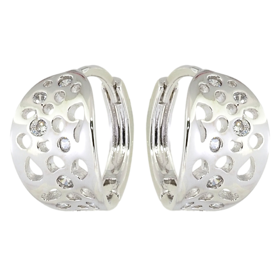 Серьги Xuping Родий колечки Фигурные вырезы с вставками циркония фото №1