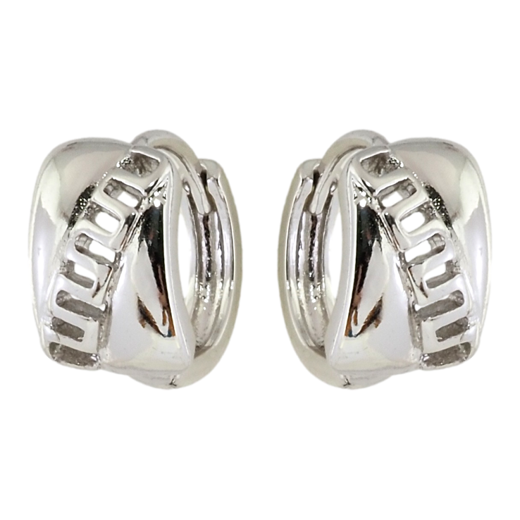 Серьги Xuping Родий колечки Прямоугольники с резным меандровым орнаментом фото №20