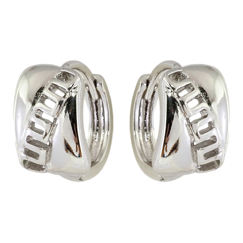 Серьги Xuping Родий колечки Прямоугольники с резным меандровым орнаментом фото №2