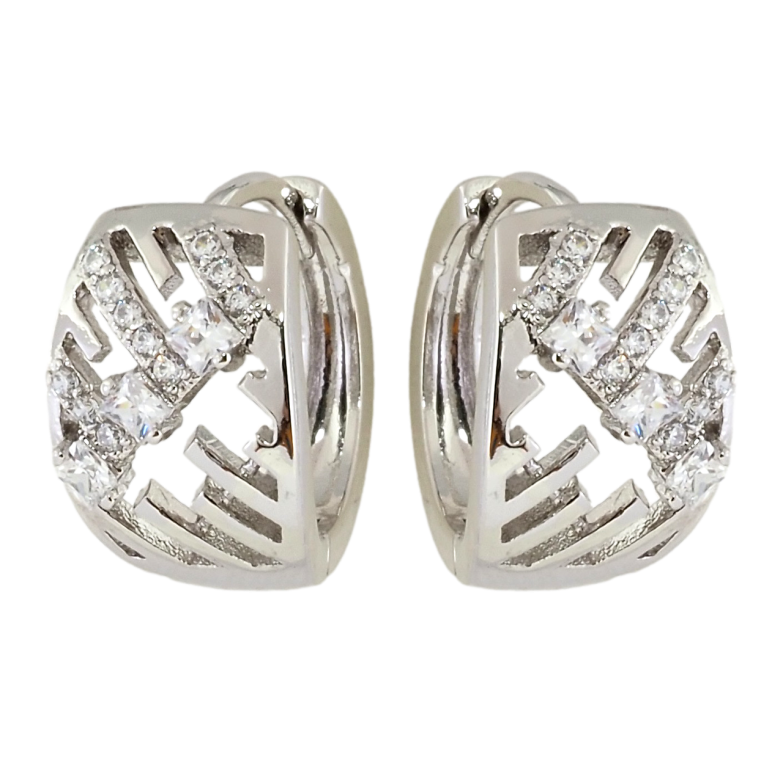 Серьги Xuping Родий колечки Декоративный орнамент с цирконием фото №1