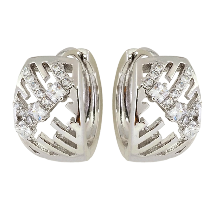 Серьги Xuping Родий колечки Декоративный орнамент с цирконием фото №1