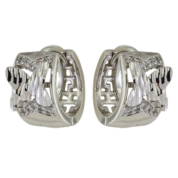 Серьги Xuping Родий колечки Бабочки с насечками и цирконием фото №2