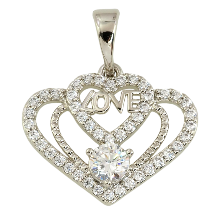 Кулон Xuping Родій Декоративне серце з цирконієм для ланцюжка до 5мм фото №12