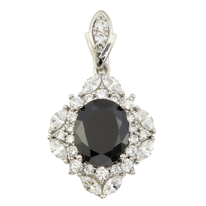 Кулон Xuping Родий Элегантность с черным фианитом и цирконием для цепочки до 5мм фото №1