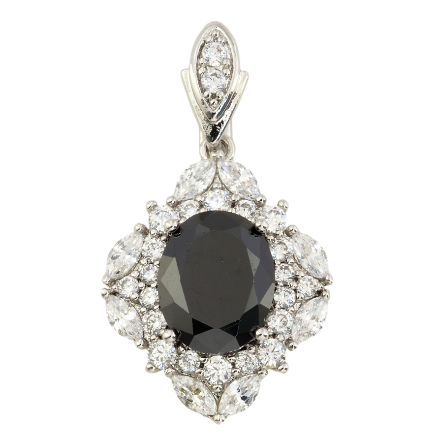 Кулон Xuping Родій Елегантність з чорним фіанітом і цирконієм для ланцюжка до 5мм. фото №1