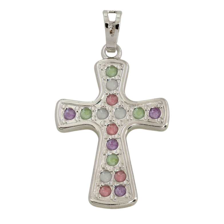 Кулон Xuping Родий Крест с узором цветной эмалью для цепочки до 5мм фото №8