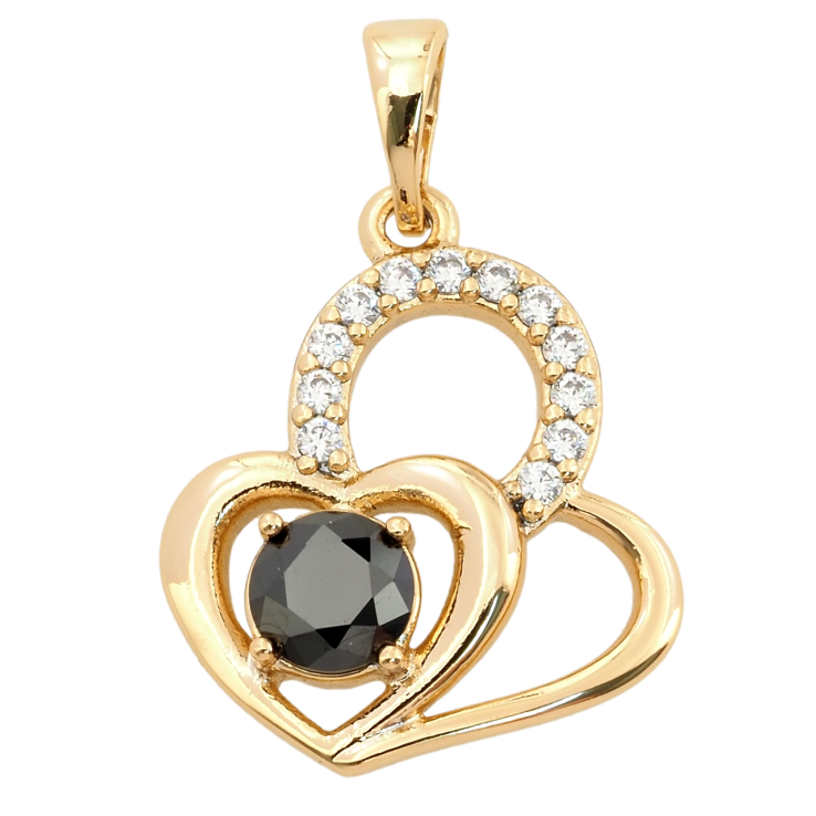 Кулон Xuping Позолота 18K Сердечки з цирконієм та чорним фіанітом для ланцюжка до 5мм фото №16