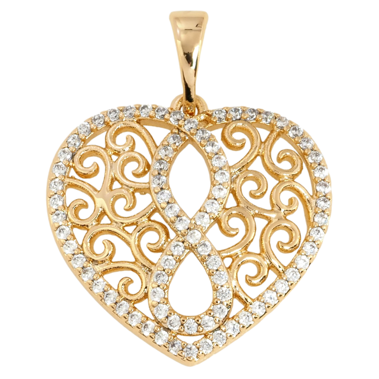 Кулон Xuping Позолота 18K Ажурне серце з цирконієм для ланцюжка до 5мм фото №3