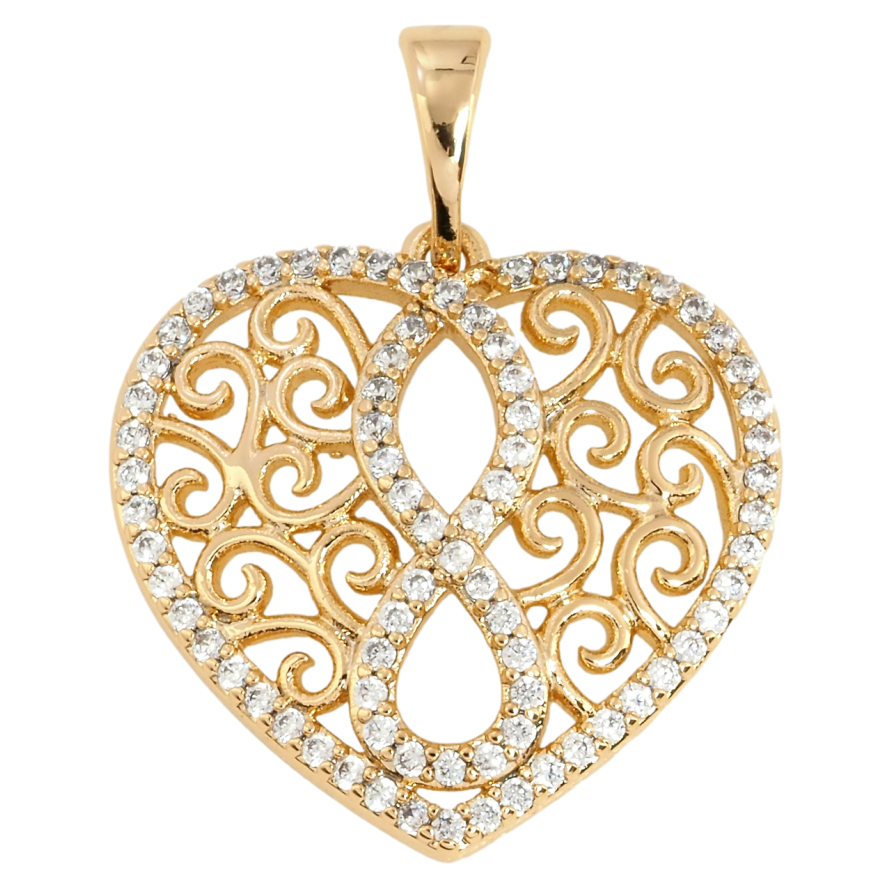 Кулон Xuping Позолота 18K Ажурне серце з цирконієм для ланцюжка до 5мм фото №1